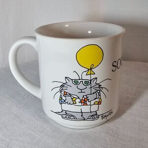 Vintage Boynton Southpaw Ceramic Coffee Mug - Cat w Yellow Balloon 1980